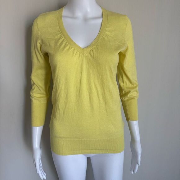 The Limited 100% Cotton Knit V-Neck Top Yellow - Picture 1 of 6